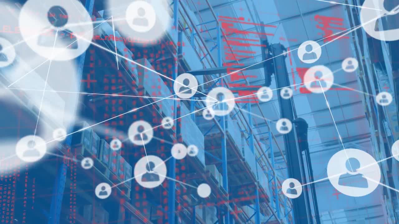 창고 및 데이터 처리를 통해 연결 네트워크의 애니메이션