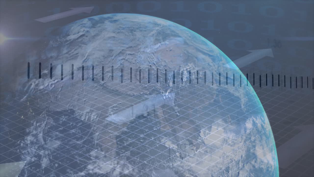 블랙 배경에 전 세계 금융 데이터 처리의 애니메이션