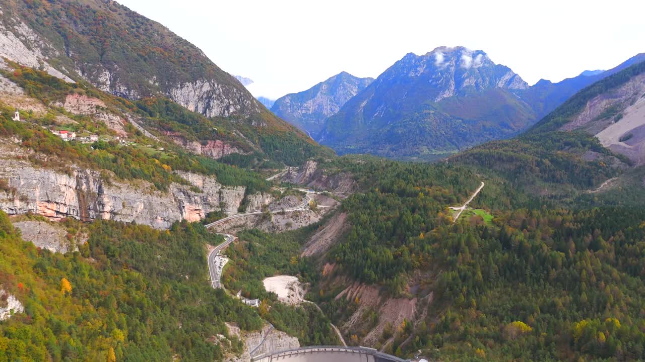 The Vajont Dam and its valley, captured in sweeping aerial shots.