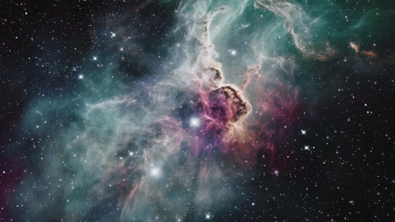 vuelo espacial a través de la nebulosa