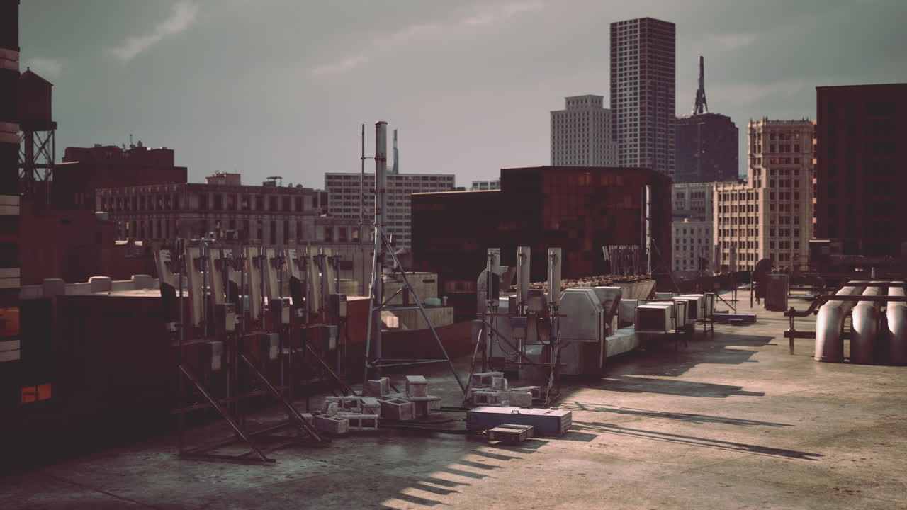 지붕에서 도시의 스카이라인의 파노라마 뷰