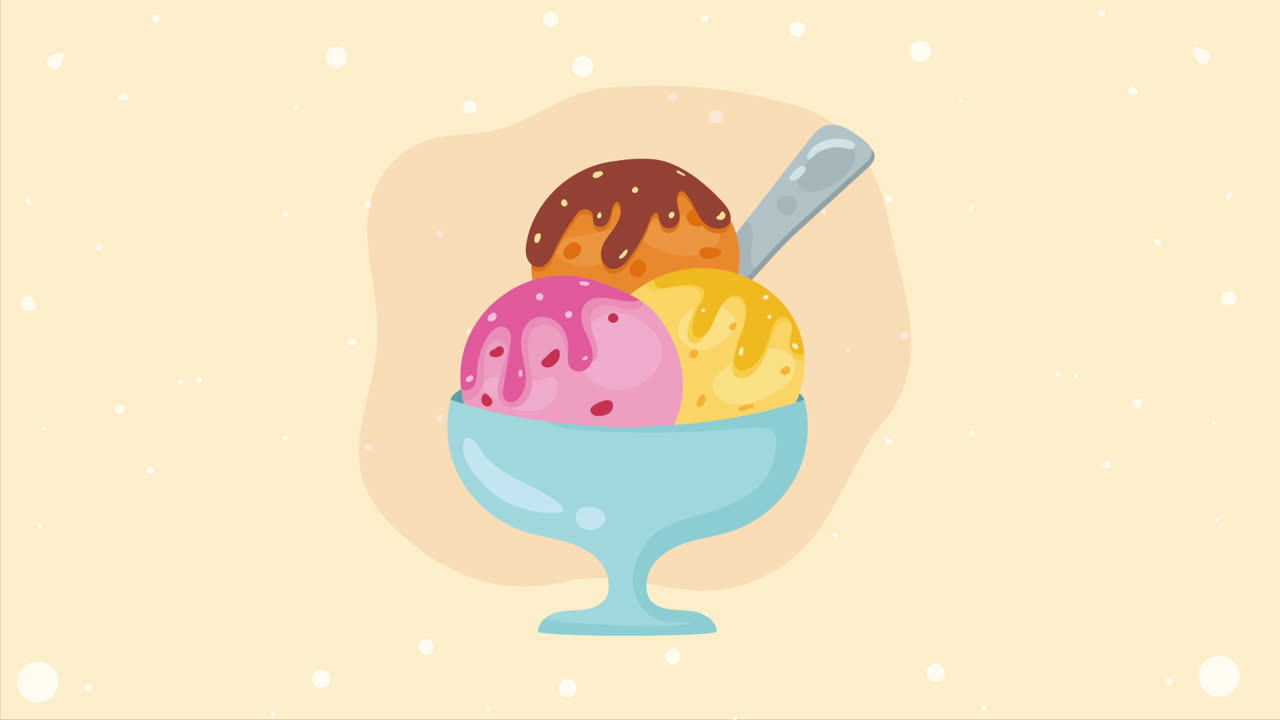 컵 애니메이션에서 아이스크림 달함