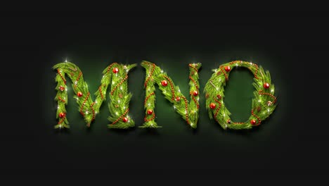 decorative m n o letters, christmas font mockup darkness