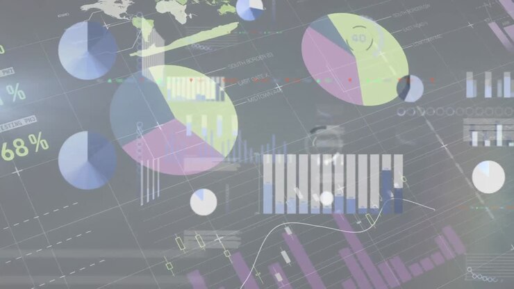 Animation of data processing over black background