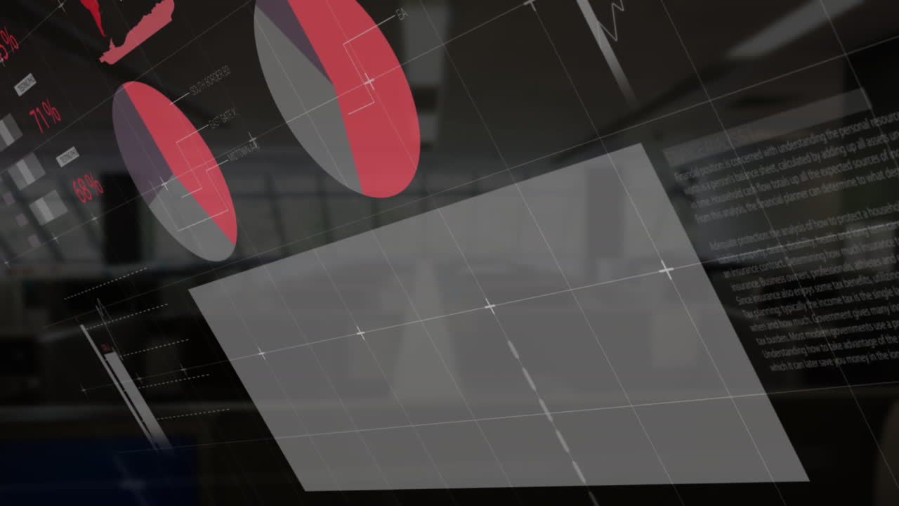 анимация обработки статистических данных против пустого офиса