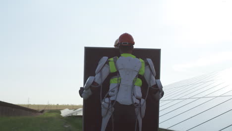 solar panel installation with exoskeletons