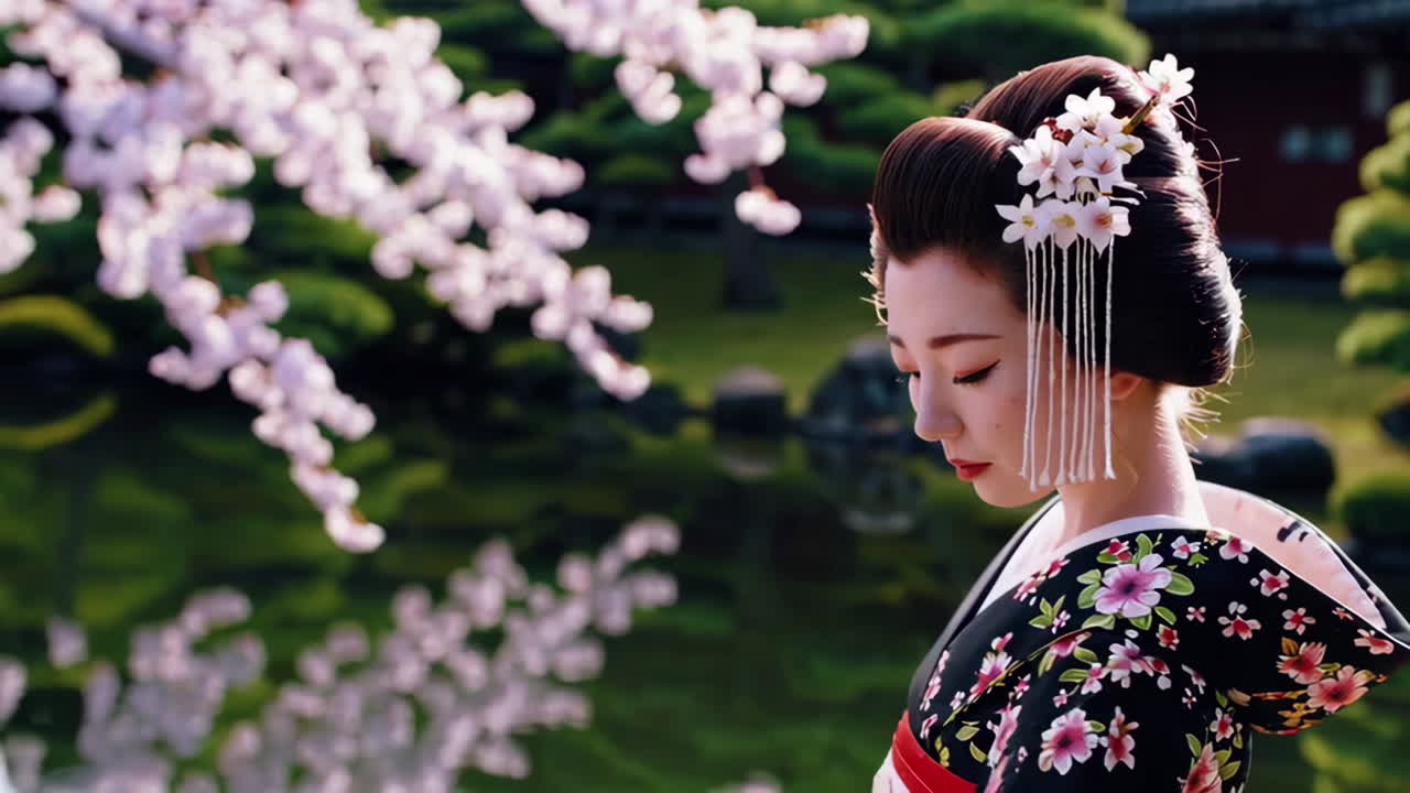 Geisha in a Japanese Garden