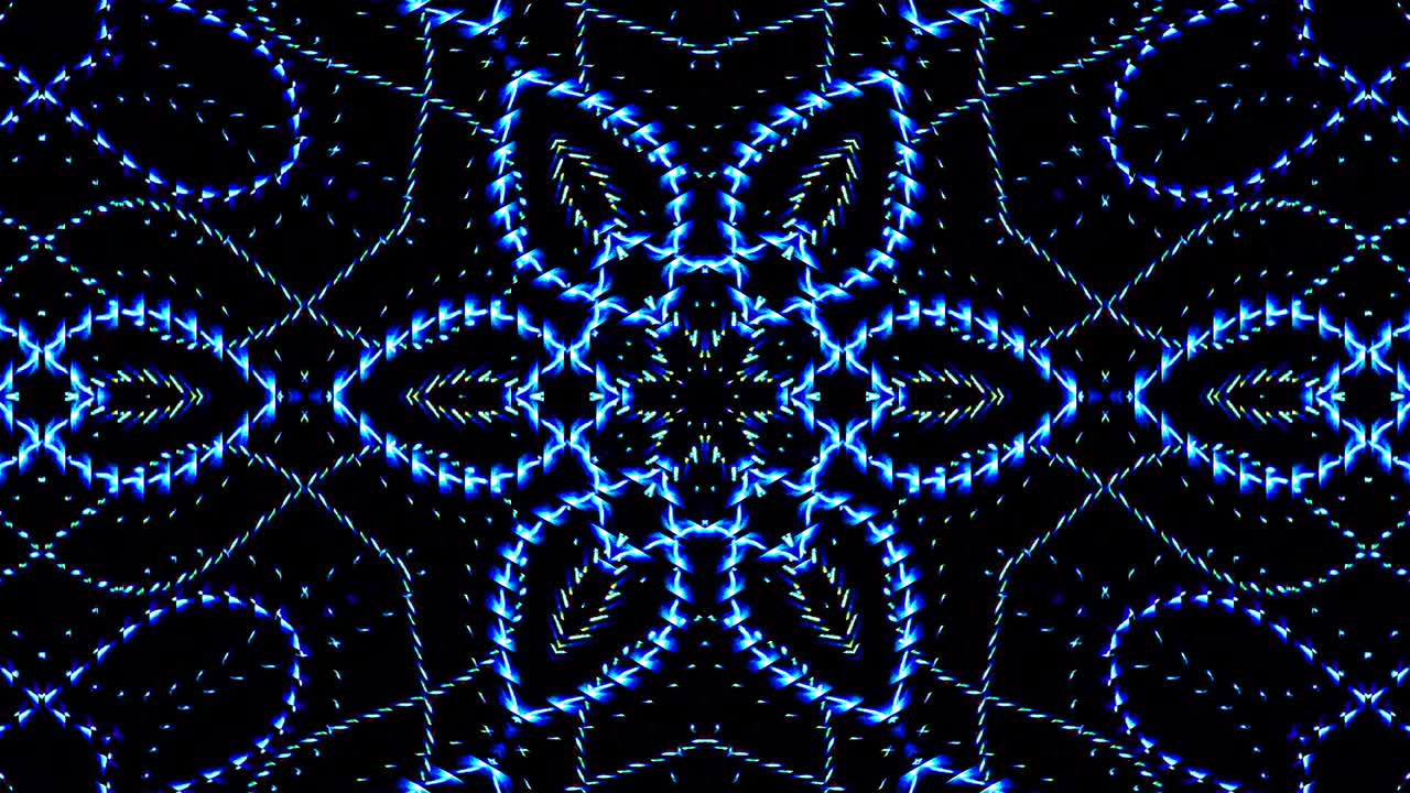 las líneas brillantes brillantes establecen un movimiento de onda azul, colorido, sobre un fondo negro