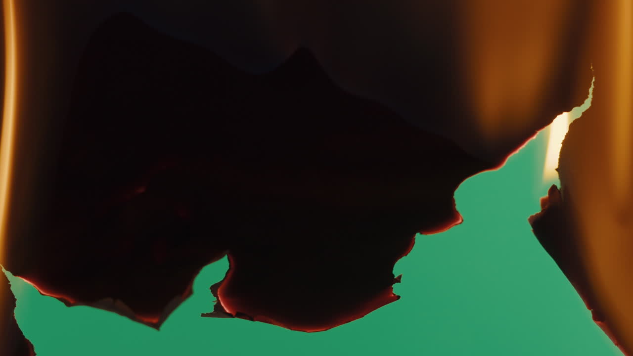 Burning Paper on Green Screen