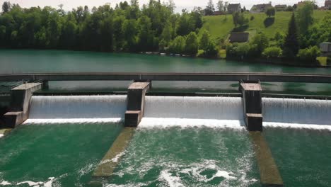 hydropower station on the river rhine, near rheinau, switzerland