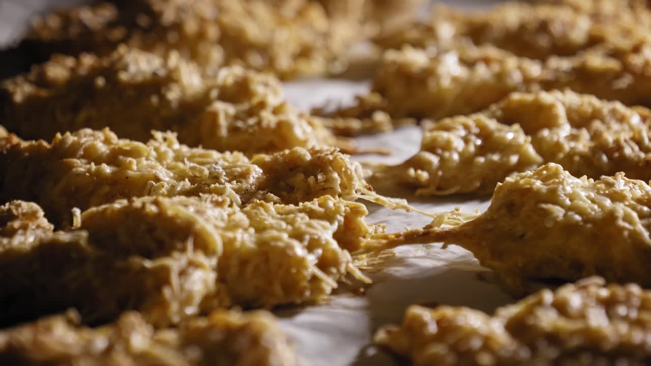 베이킹 트레이에 치즈를 넣은 맛있는 구운 닭 가슴살