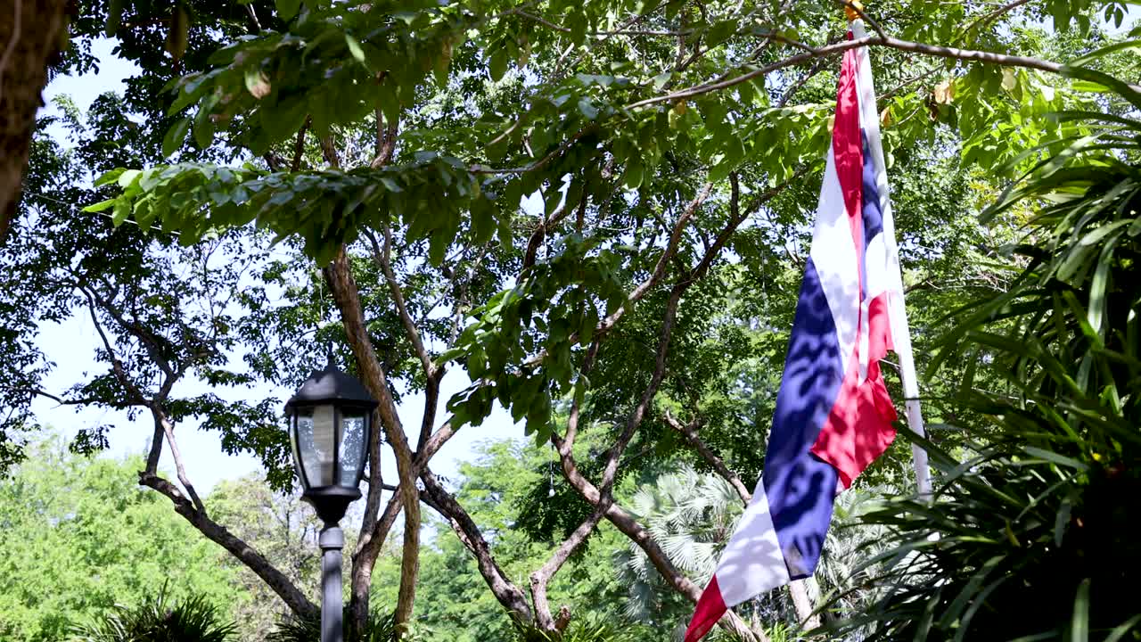 방 공원 의 나무 들 사이 에서 태국 발 이 흔들리고 있다