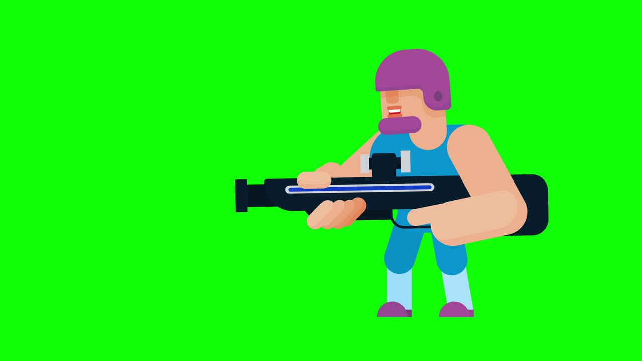 animación del personaje del juego de disparos.