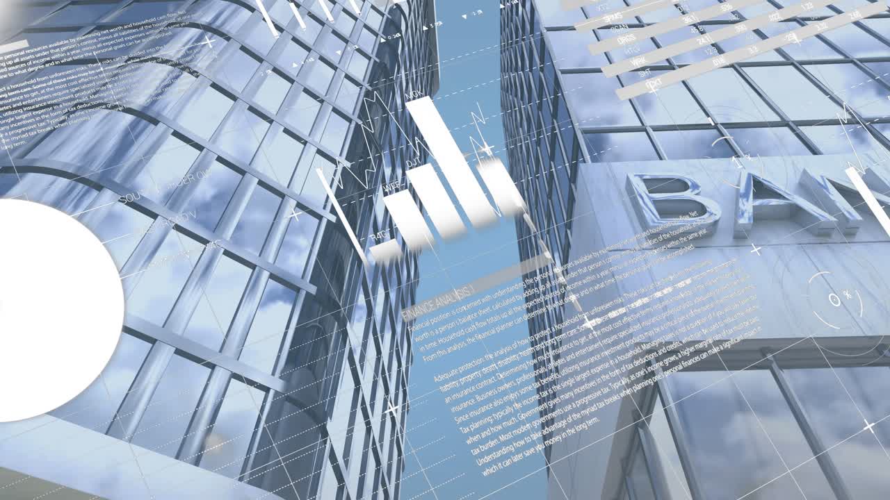 Animation af statistisk databehandling mod høje bygninger