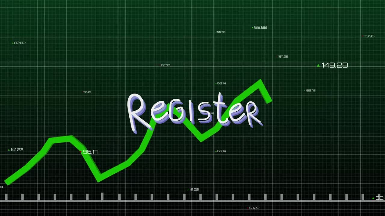 검은색 배경에 레지스터 텍스트와 데이터 처리의 애니메이션