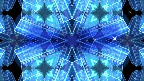 digital animation of blue abstract kaleidoscopic pattern against black background