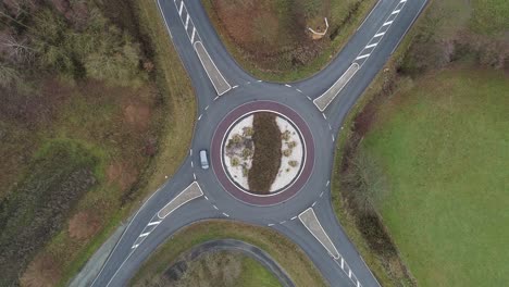 traffic circle - country roads, aerial view