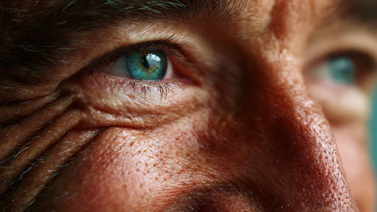 Intimate Close-Up of a Person's Eyes Reflecting Emotion and Experience, Capturing the Depth of Human Expression and the Intricate Details in the Iris and Skin Texture