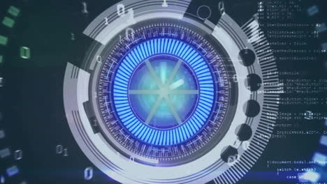 Animation of scope scanning with data processing on black background