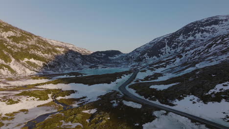 aerial of lonely road