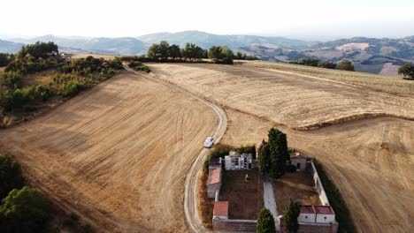 drone view of little peaceful place in the emilia-romagna hills of italy