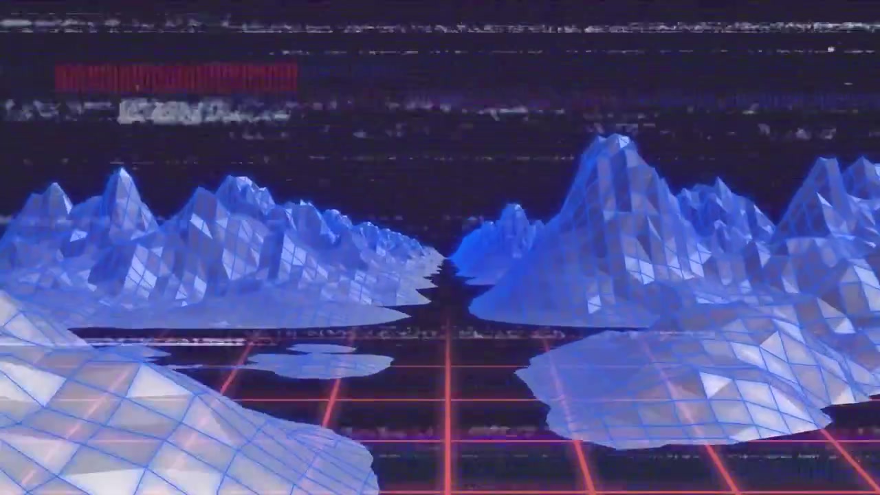 Animation of vhs glitch effect over metaverse against blue background