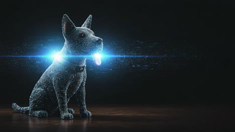 a digital canine: an innovative representation of a dog synthesized in a futuristic style, showcasing a unique blend of technology and heartwarming attributes