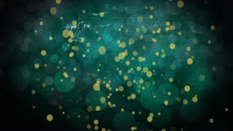 animation of golden dots falling on green background