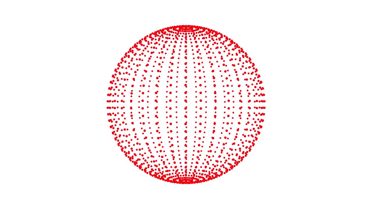 원의 공 점 입자 디자인, 회전 점의 구, 입자, 루프 애니메이션.