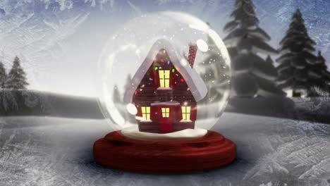 cute christmas house inside snow globe