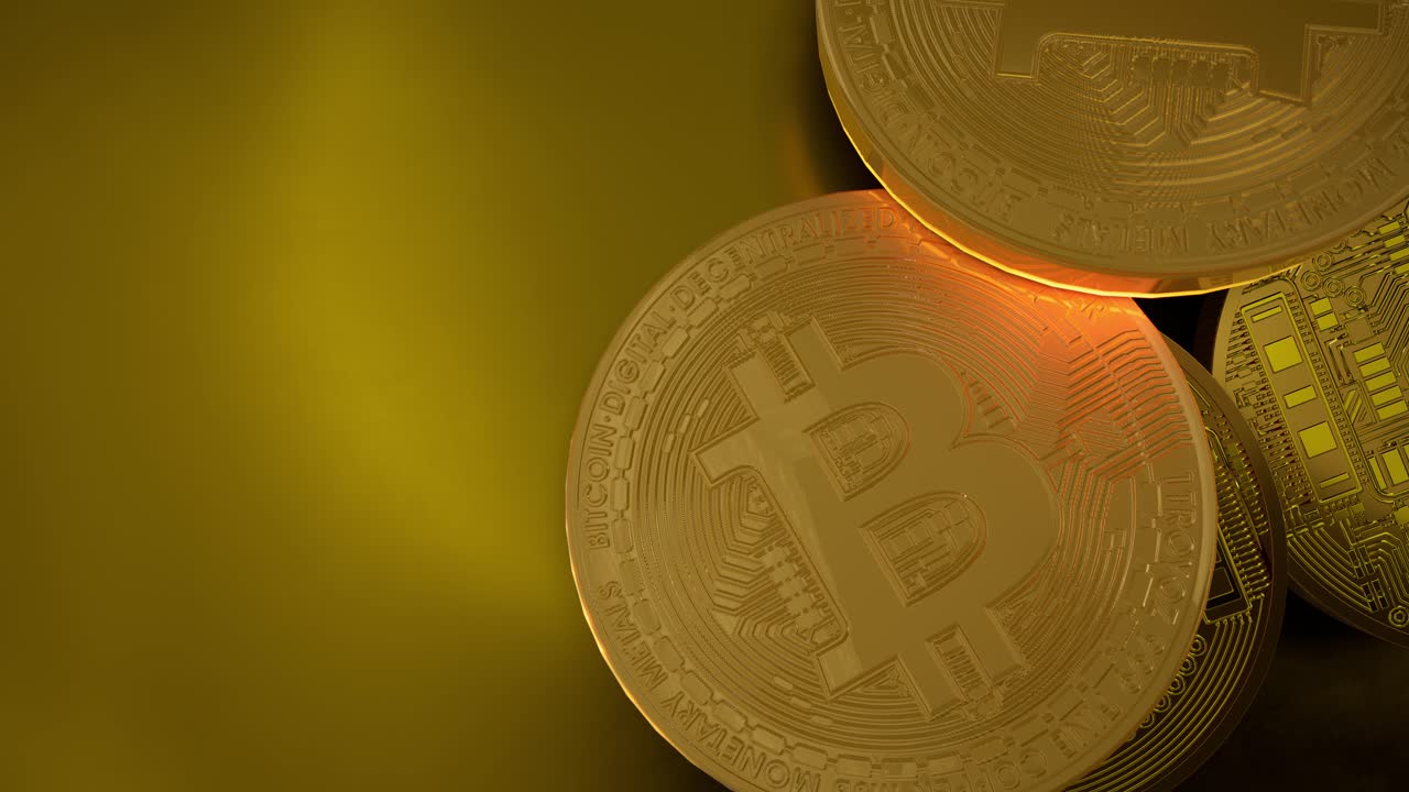 Bitcoin Btc Coin And Ethereum Eth Coins With Gold Background. Digital Crypto Coin And Cryptocurrency. Concept Of Exchange Market And Online Trading