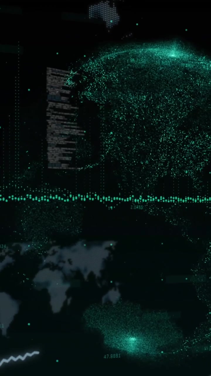Graphs and data processing over globe on black background