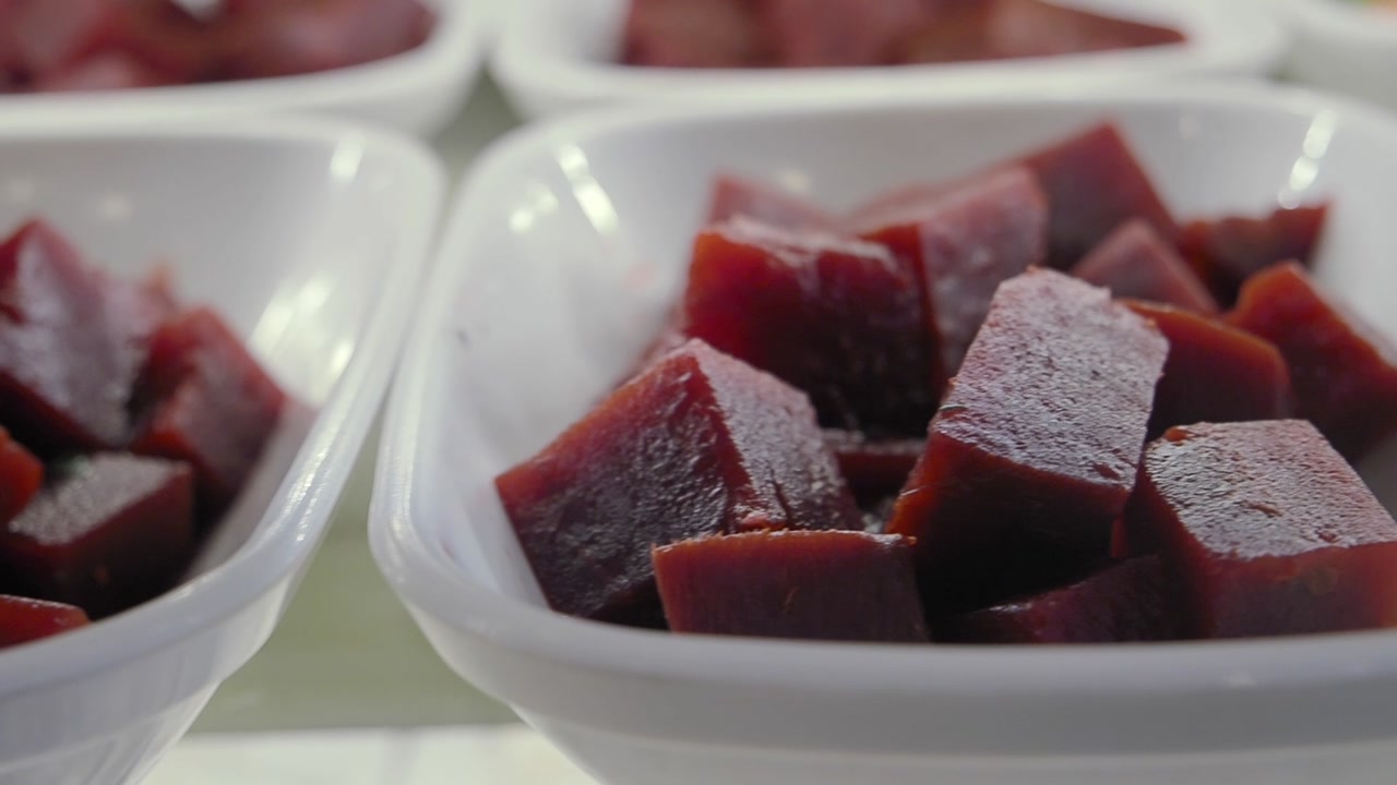 Fresh Diced Beetroot in Small White Bowls