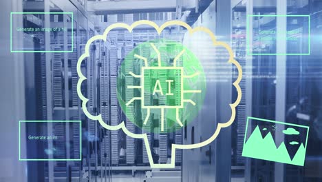 animation of ai text and data processing over computer servers