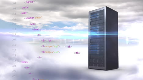 animación del procesamiento de datos digitales a través de servidores informáticos
