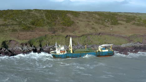 Aerial-drone-shot-of-a-shipwreck-in-Ballycotton-on-Ireland’s-south-coast