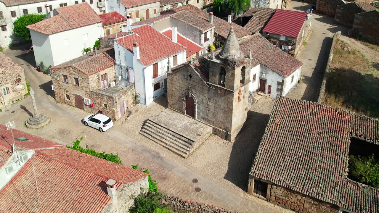 Drone aerial view of Idanha a velha historic village and landscape