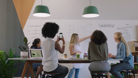 personas de negocios profesionales que se reúnen en la sala de juntas de lluvia de ideas gerente del equipo que presenta ideas creativas para el proyecto utilizando datos de gráficos financieros en la presentación del lugar de trabajo de la oficina