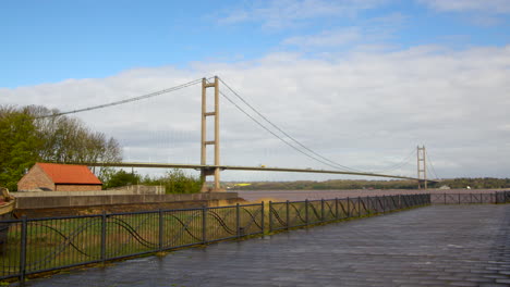 wide shot of the humber bridge taken next to visitor centre on the south shore