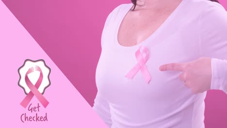 Animation-of-breast-cancer-awareness-text-over-caucasian-woman