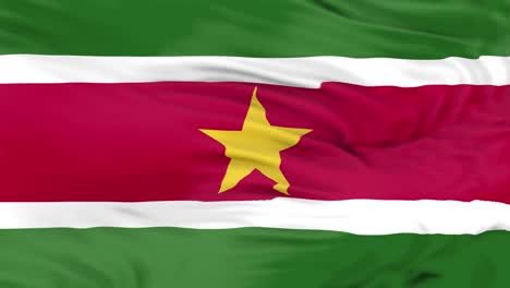 suriname flag is waving 3d animation. suriname flag waving in the wind. national flag of suriname. flag seamless loop animation.