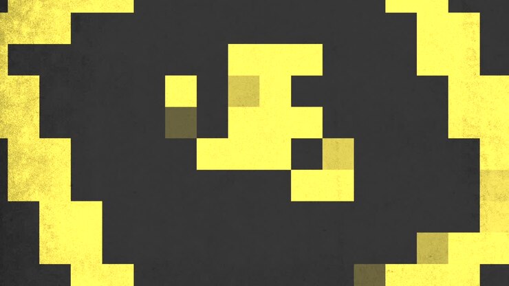 Bold black and yellow pixelated a logo design element