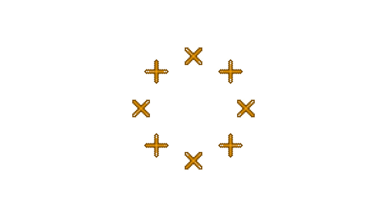 Pixel Art Mini Cross Spinning Circle Animated Overlay Transparent 30fps (8)