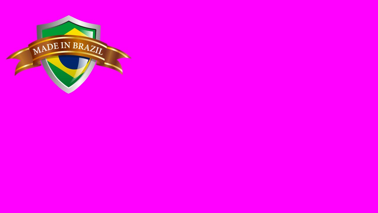 브라질에서 만들어진 발과 리본과 텍스트를 가진 방패, 복사 공간과 함께 크로마 키, 2d 애니메이션, gif에 대한 클립 영상 4k