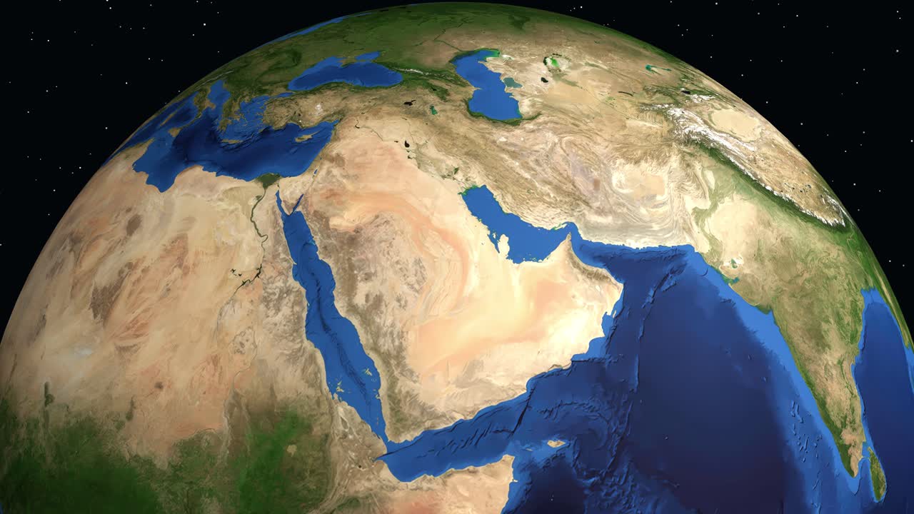 Dijital bir küre dönüyor ve Suudi Arabistan'ın Riyad şehrine yakınlaşarak yerel nüfus istatistiklerini gösteriyor.