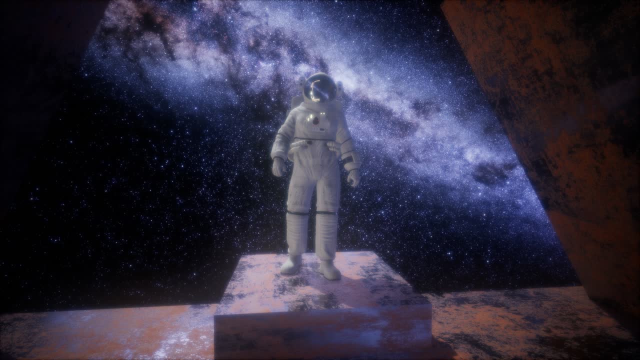 astronauta en una base espacial en el espacio profundo