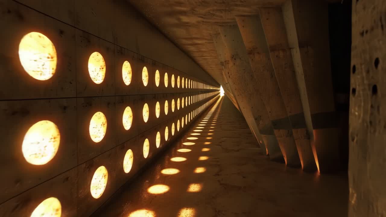 Modern Abstract Tunnel with Glowing Circles