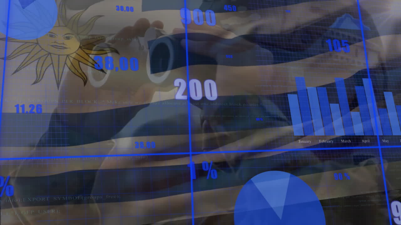 우루과이의 발 위에서 금융 데이터 처리의 애니메이션