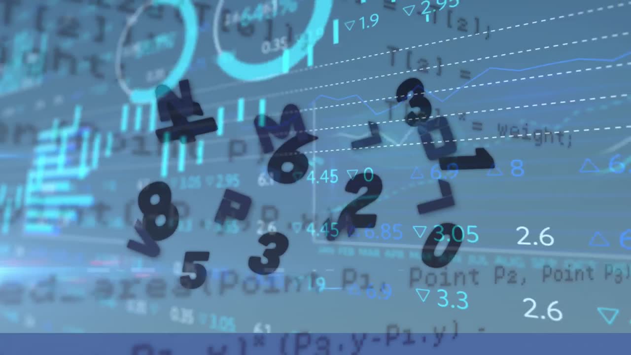 Animation of numbers with financial data processing