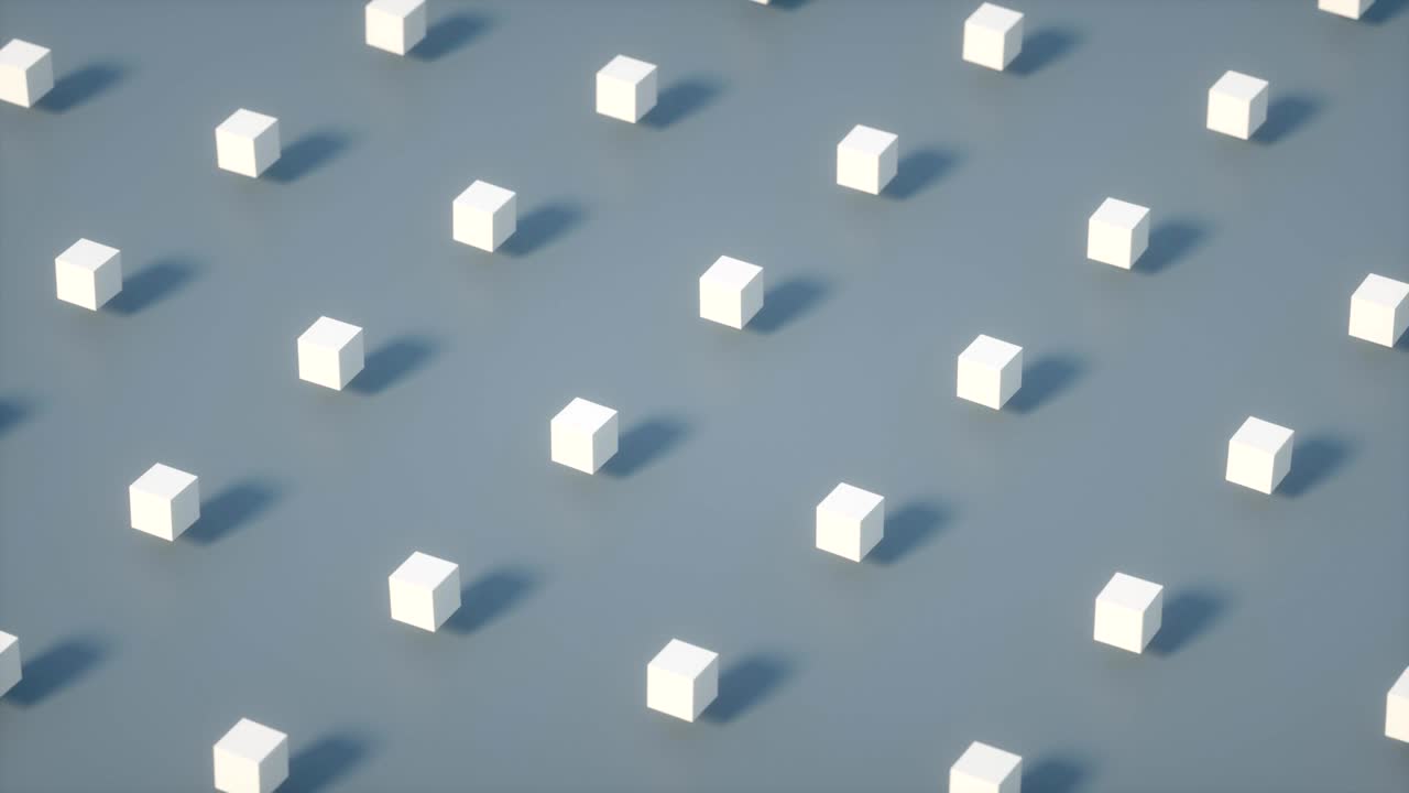 회전하는 생생한 기하학적 블록의 추상적인 3d 렌더링